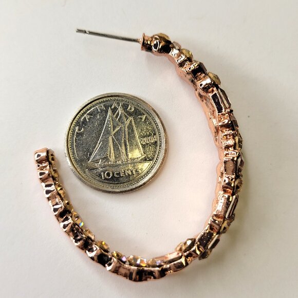 Rose Gold Crystal Half Hoop Earrings - Picture 5 of 12